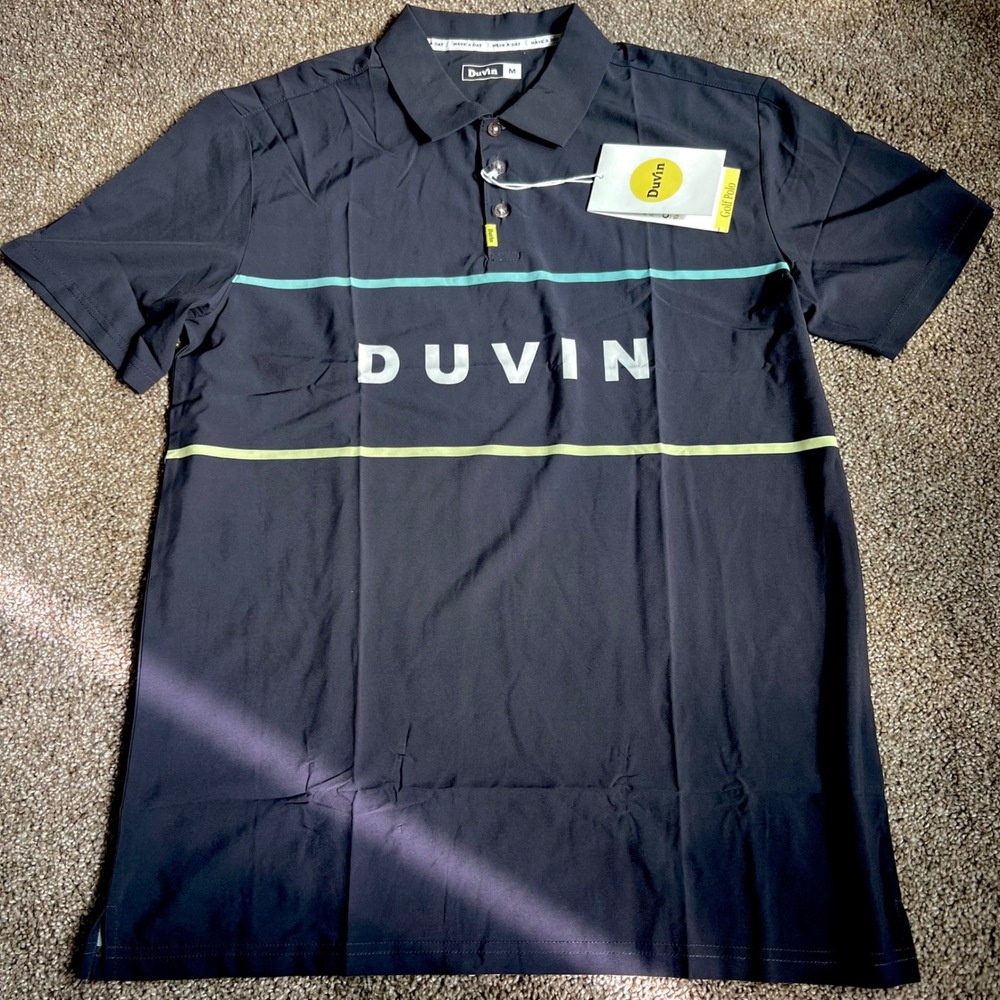 Duvin Design Beach Club Golf Fun Polo Button‎ Up Shirt Mens Medium NWT
